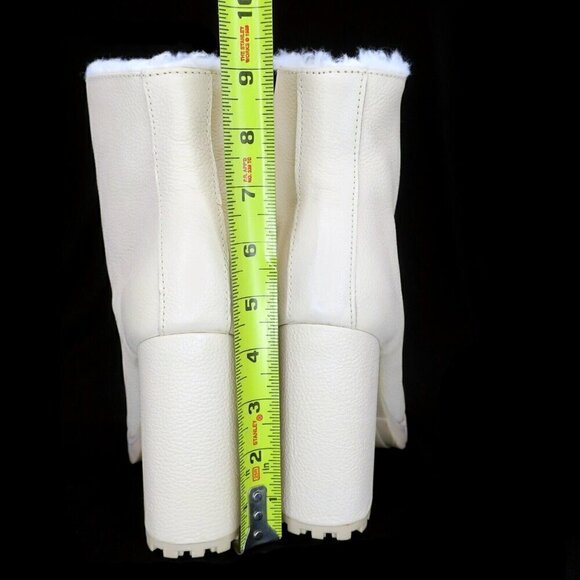 Schutz Zhara Nude Lace Up Lug Sole Block High Heel Combat Moto Ankle Bootie 9B - Picture 4 of 6